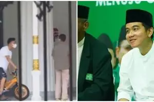 Gibran Rakabuming main sepeda anak kecil di depan Jokowi, aksinya santai abis