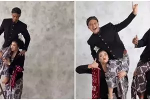 Viral emak-emak ikut tren gendong suami di pundak, ekspresinya tanpa beban bikin salah fokus