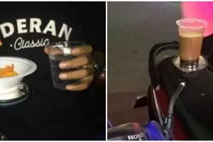 11 Potret nyeleneh spion motor dijadikan tatakan ini bikin geleng kepala lihatnya