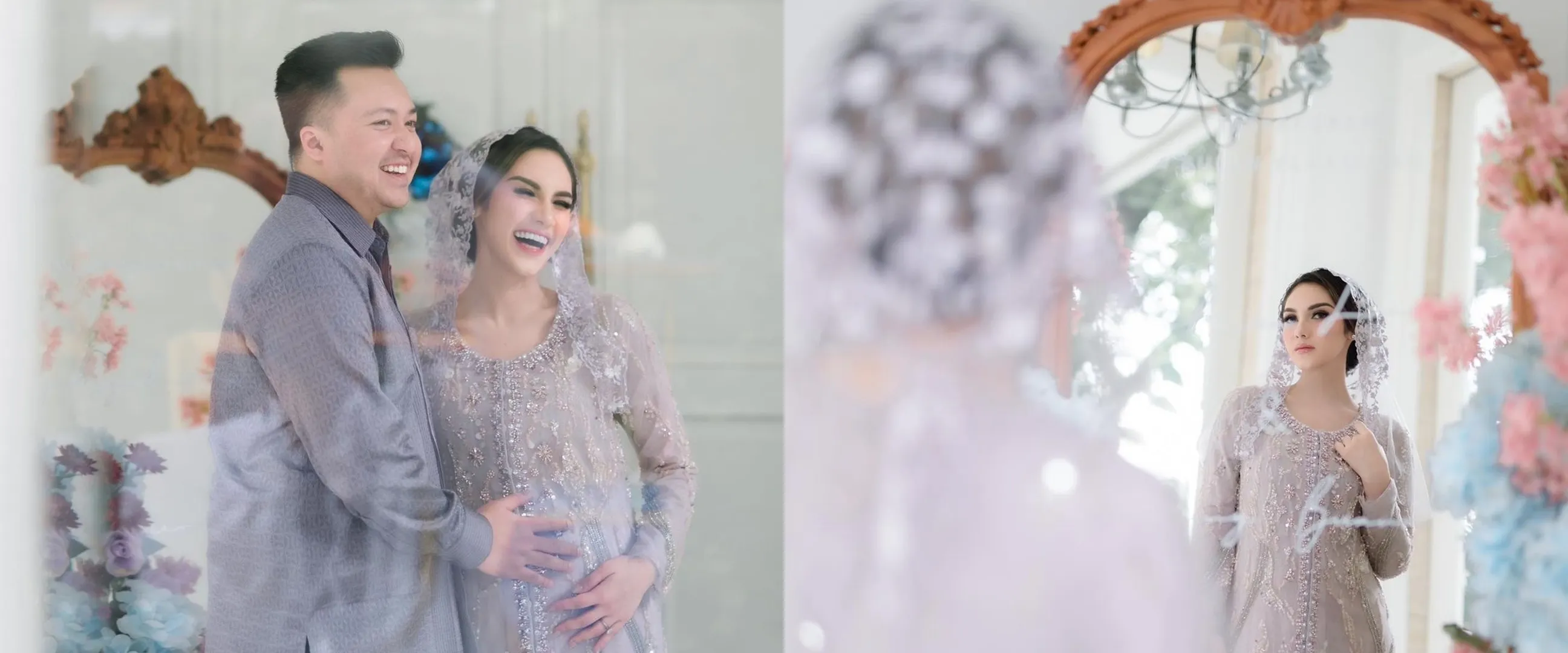 9 Momen pengajian 4 bulanan kehamilan Syahra Larez mantan Rizky Billar, penuh khidmat