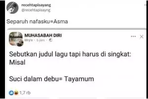 Singkat judul lagu jadi satu kata, 11 cuitan jawaban warganet ini bikin nyengir lebar