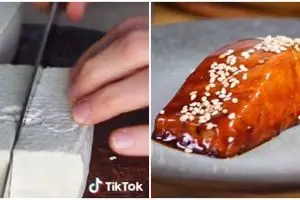 Wanita ini masak tahu jadi mirip ikan salmon, begini 5 cara membuatnya