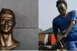9 Potret patung bintang sepak bola ini bentuknya beda dengan wajah aslinya, ngasal abis