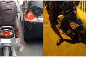 11 Tingkah nyeleneh orang tunjukkin pelat motor, kira-kira ditilang nggak ya?