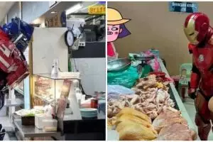 11 Momen lucu orang pakai kostum nyeleneh pas belanja, bikin gagal paham sama konsepnya