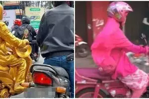 11 Potret lucu orang pakai baju serasi sama kendaraan, penampakannya niat banget