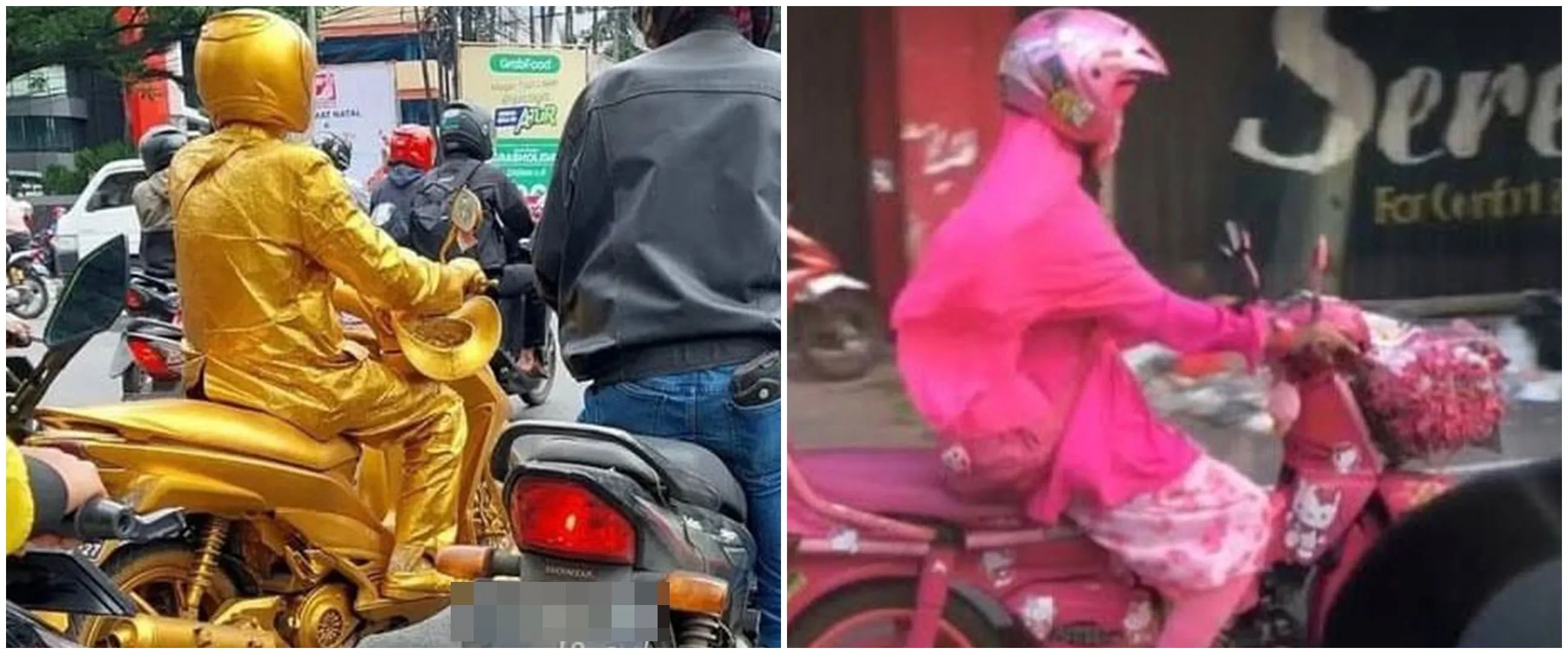 11 Potret lucu orang pakai baju serasi sama kendaraan, penampakannya niat banget