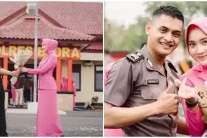 7 Pesona Yeni Inka pakai seragam Bhayangkari, dampingi suami di acara saat kenaikan pangkat