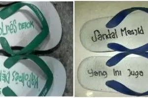 11 Tulisan peringatan di sandal jepit ini bikin maling auto mundur teratur