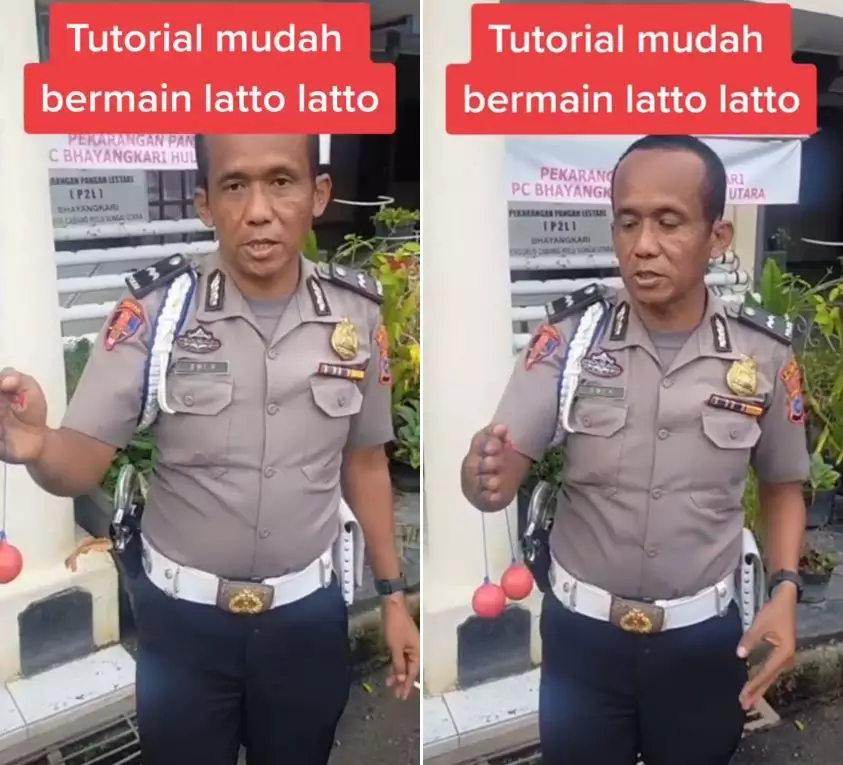 polisi main lato-lato minta maaf © TikTok polisi main lato-lato minta maaf © TikTok