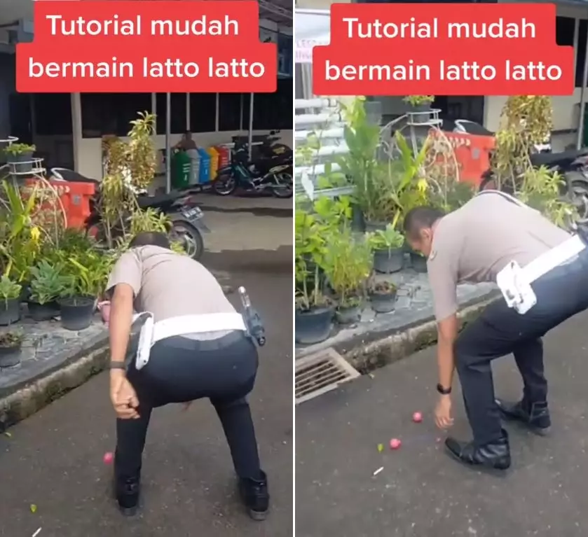 polisi main lato-lato minta maaf © TikTok polisi main lato-lato minta maaf © TikTok