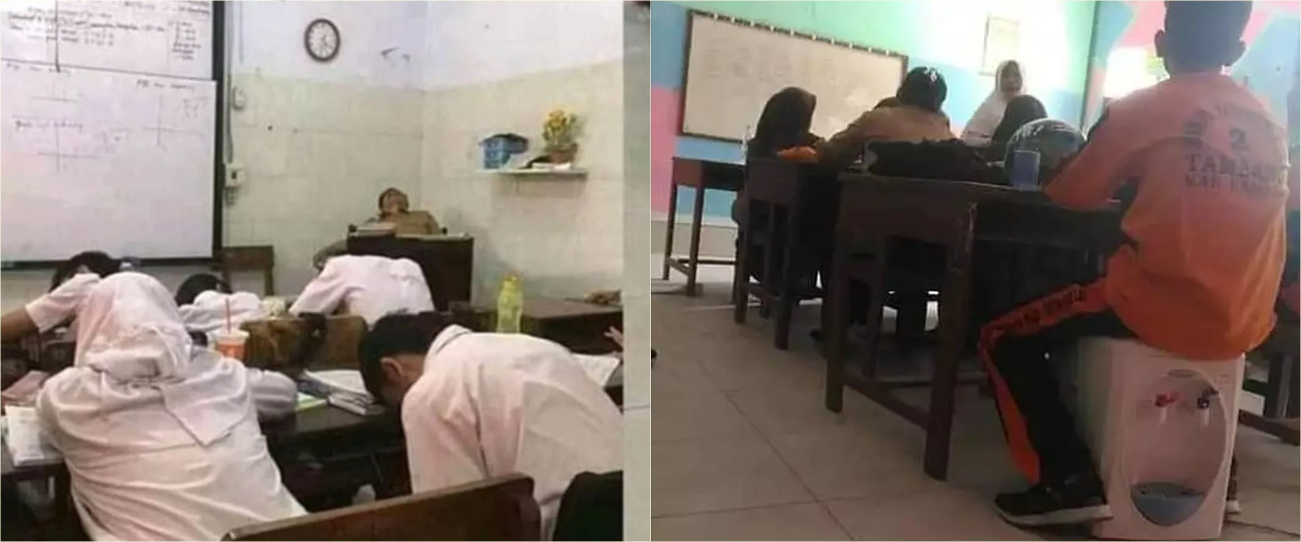 13 Penampakan nyeleneh di ruangan kelas ini bikin geleng kepala, bawa spring bed sampai tidur bersama
