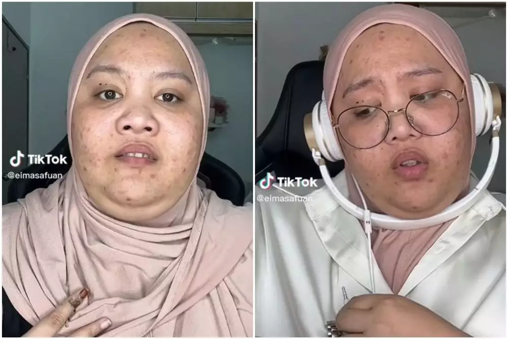 makeup look wanita berjerawat dan double chin © TikTok makeup look wanita berjerawat dan double chin © TikTok