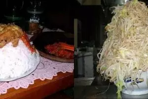 13 Penampakan makan dengan porsi jumbo ini bikin auto kenyang, malah mirip mukbang