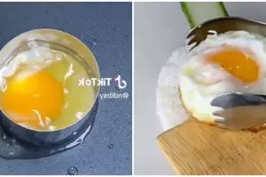 Cara plating nasi dan telur ala wanita ini kece, cuma pakai bahan sederhana