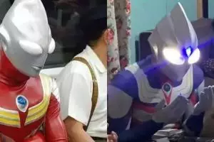 13 Potret orang cosplay Ultraman ini kocak abis, ada-ada saja tingkahnya