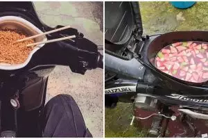 11 Potret alih fungsi motor jadi wadah makan ini praktis tapi tak patut dicoba