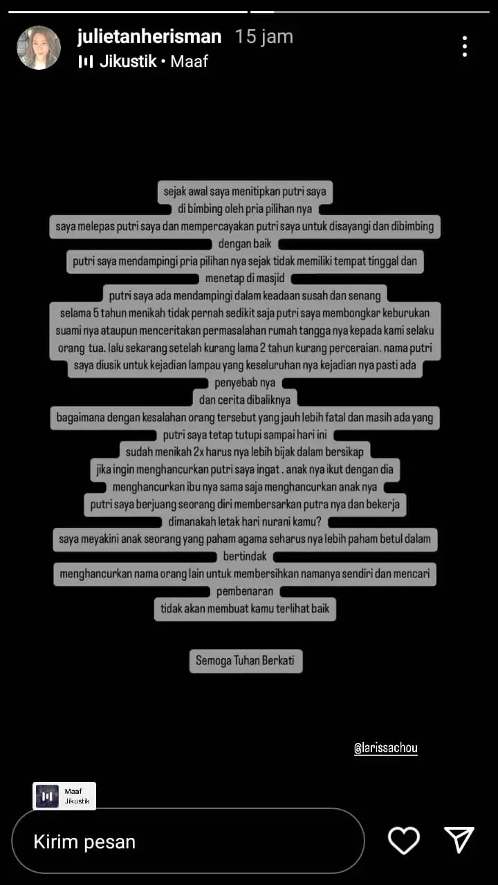 ibu mertua alvin buka suara © instagram