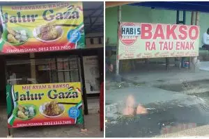 11 Tulisan di spanduk penjual bakso ini nyeleneh abis, bikin pembeli tepuk jidat