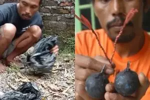 Aksi keren pria bikin lato-lato dari limbah plastik kresek, oleh sampah jadi mainan