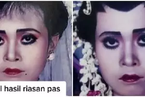 Wanita ini gunakan jasa perias pengantin era 90-an dari sang ibu, hasilnya bikin takjub
