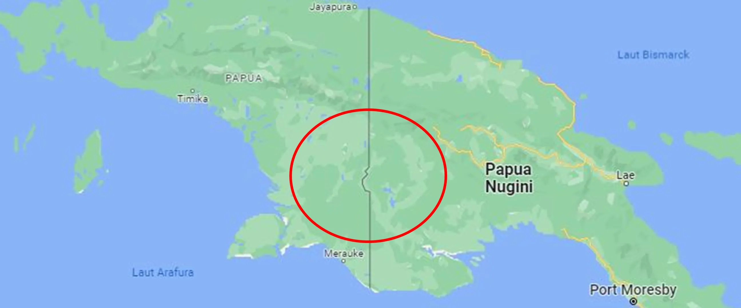 Garis lengkung di perbatasan Papua Nugini & Indonesia ini rupanya punya kisah seram di baliknya