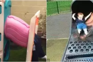 9 Tingkah lucu orang main perosotan ini endingnya apes, mau ketawa tapi takut dosa