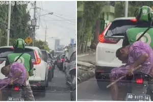 Momen haru driver ojek online antarkan nenek bungkuk, kisah di baliknya bikin terenyuh