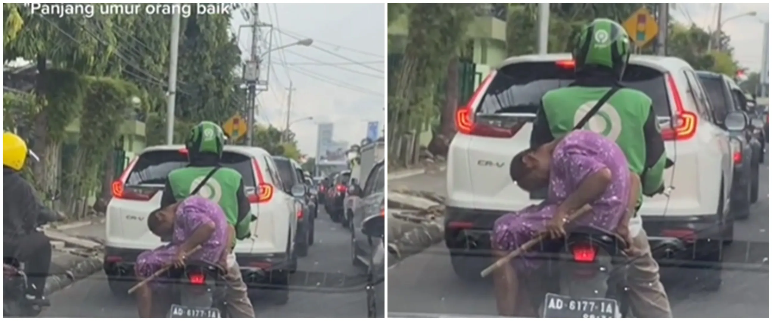Momen haru driver ojek online antarkan nenek bungkuk, kisah di baliknya bikin terenyuh