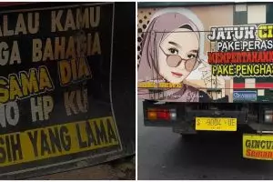 Sadboy garis keras, 11 tulisan lucu di bak truk ini bikin senyum getir