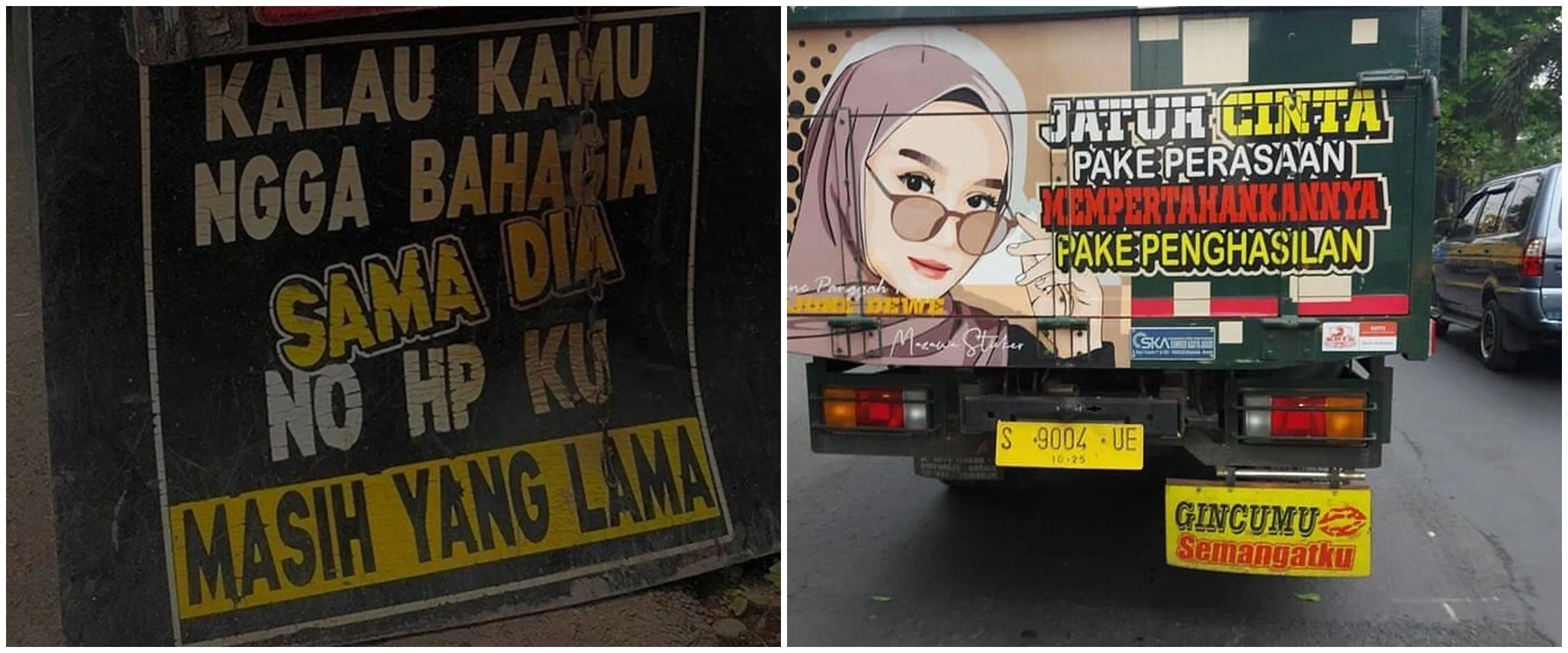 Sadboy garis keras, 11 tulisan lucu di bak truk ini bikin senyum getir