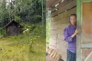 Hidup nestapa sebatang kara, nenek ini tinggal di gubuk pedalaman tanpa aliran listrik
