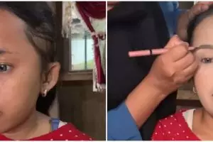 Wanita pemalu dirias MUA jadi pengantin hasilnya manglingi pol, ekspresi tanpa senyum bikin salfok