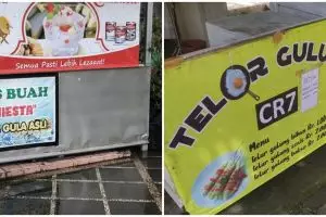 Terinspirasi pemain sepak bola, 11 spanduk nama warung ini bikin heran bacanya
