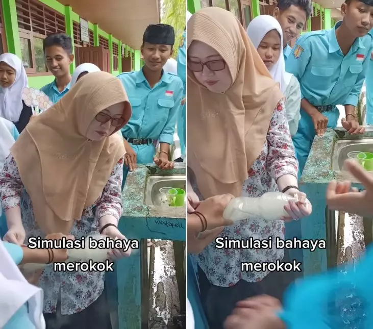 simulasi bahaya merokok © TikTok