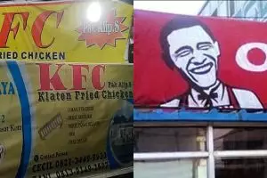 11 Spanduk kocak nama warung fried chicken ini kreatif sih, tapi tulisannya garing abis