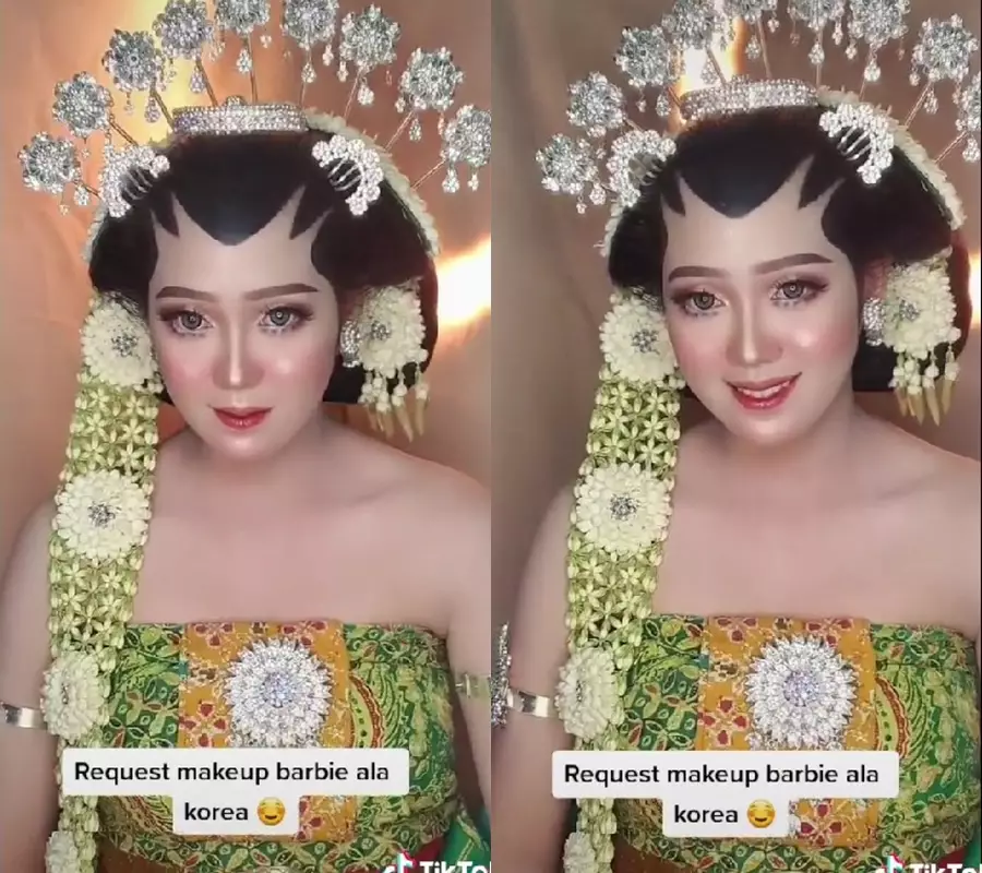 Korean look pakai adat Jawa © TikTok/@mua_zam Korean look pakai adat Jawa © TikTok/@mua_zam