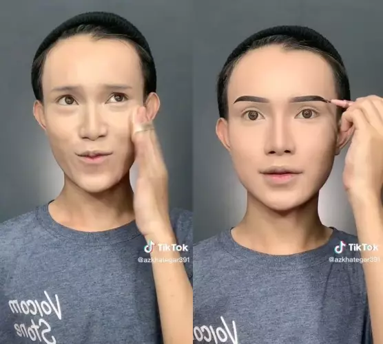 pria recreate makeup Maharani Kemala © TikTok