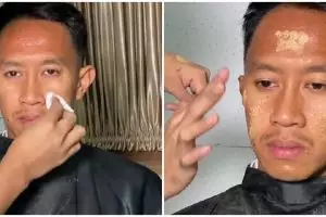 Tak kalah glowing dari mempelai wanita, MUA rias pengantin pria antidempul ini hasilnya jadi sorotan