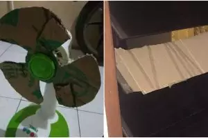 11 Momen nyeleneh perbaiki barang pakai kardus ini bentuknya kocak tapi kreatif