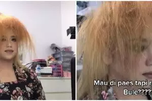 Pengantin berambut pirang ini dirias MUA pakai paes Jogja Putri, hasilnya akhirnya tak terduga