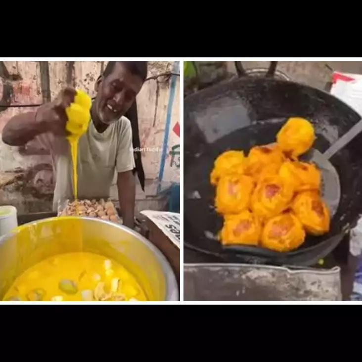 11 Potret pembuatan gorengan khas India, santai ngaduk telur tanpa sarung tangan