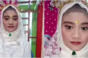 Potret perbandingan pengantin dirias MUA versus makeup sendiri, hasil akhirnya bak barbie