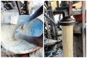 Nggak higienis, 11 potret pembuatan mi di India ini pakai alat penuh karat