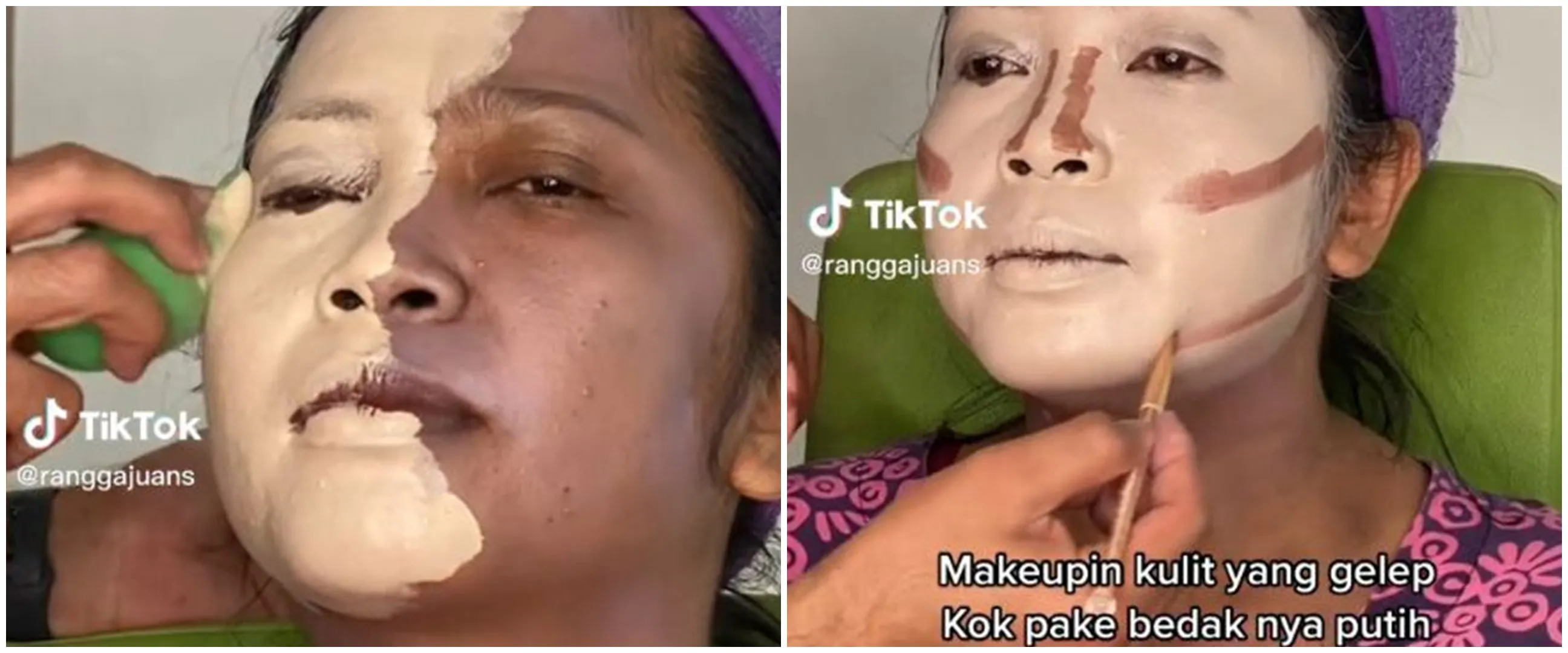 Wanita sawo matang dirias MUA jadi manten pakai bedak putih tebal, hasilnya manglingi tak abu-abu