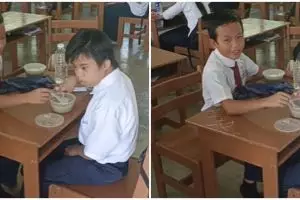 Momen haru bocah SD menyuapi temannya yang berkebutuhan khusus, aksinya dapat penghargaan