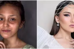 Dirias tanpa bantuan MUA, transformasi wanita ini plek ketiplek Ayu Ting Ting