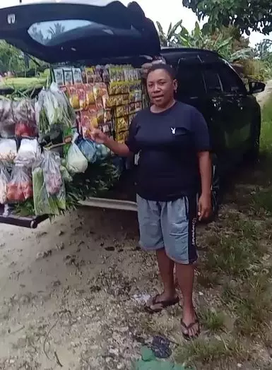 Emak-emak ini pakai mobil mewah untuk berjualan sayur TikTok