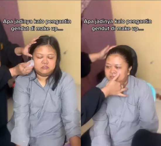 Wanita dengan tubuh berisi dirias MUA © TikTok Wanita dengan tubuh berisi dirias MUA © TikTok