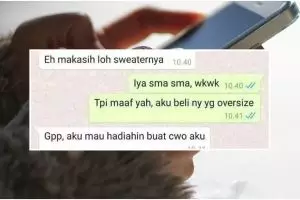 13 Chat lucu pacar kasih kado ini bikin perasaan campur aduk